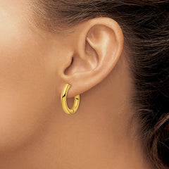 SRE1496 Chisel Stainless Steel Polished Yellow IP-plated 4mm Hinged Hoop Earrings