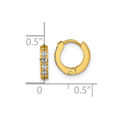 SRE1515 Chisel Stainless Steel Polished Yellow IP-plated with Preciosa Crystal Hinged Hoop Earrings