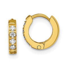 SRE1515 Chisel Stainless Steel Polished Yellow IP-plated with Preciosa Crystal Hinged Hoop Earrings