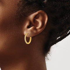 SRE1519 Chisel Stainless Steel Polished Yellow IP-plated with Preciosa Crystal Hinged Hoop Earrings
