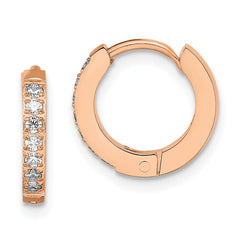 SRE1520 Chisel Stainless Steel Polished Rose IP-plated with Preciosa Crystal Hinged Hoop Earrings