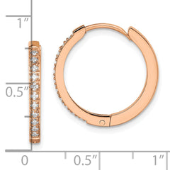 SRE1522 Chisel Stainless Steel Polished Rose IP-plated with Preciosa Crystal Hinged Hoop Earrings
