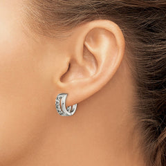 SRE1530 Chisel Stainless Steel Polished 6.5mm Huggie Hinged Hoop Earrings