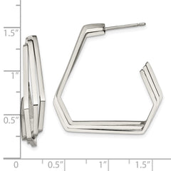 SRE1539 Chisel Stainless Steel Polished Geometric Post J Hoop Earrings