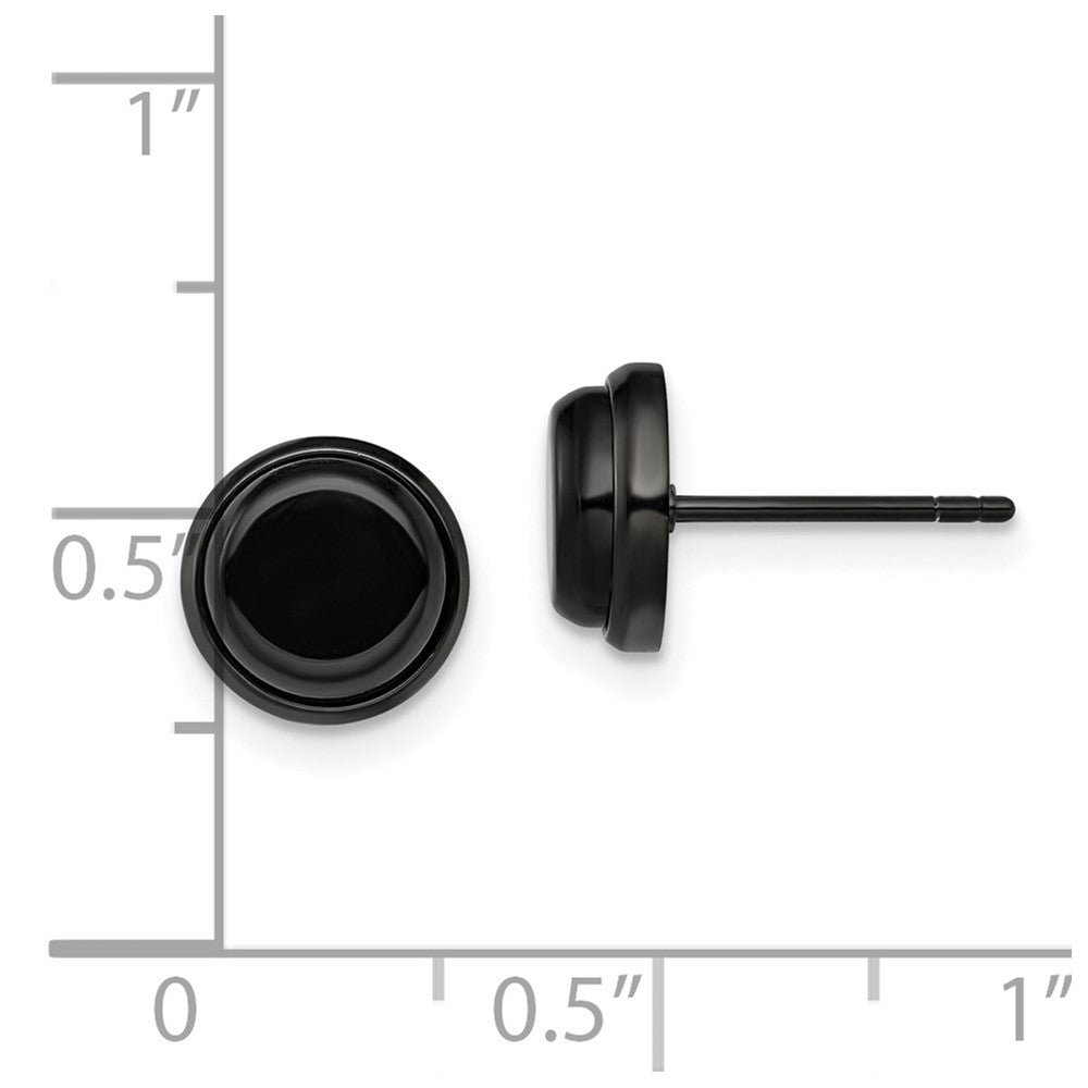 SRE1541 Chisel Stainless Steel Polished Black IP-plated Post Earrings