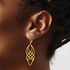 SRE1555 Chisel Stainless Steel Polished Yellow IP-plated Twisted Dangle Leverback Earrings