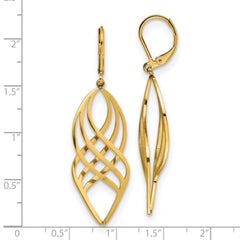 SRE1555 Chisel Stainless Steel Polished Yellow IP-plated Twisted Dangle Leverback Earrings