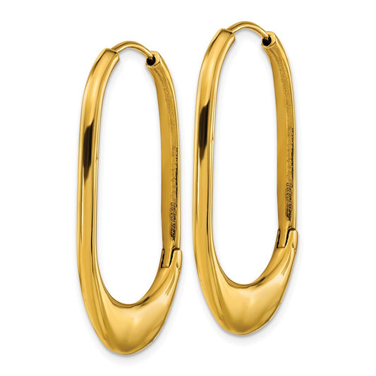 SRE1576 Chisel Stainless Steel Polished Yellow IP-plated Hinged Hoop Earrings