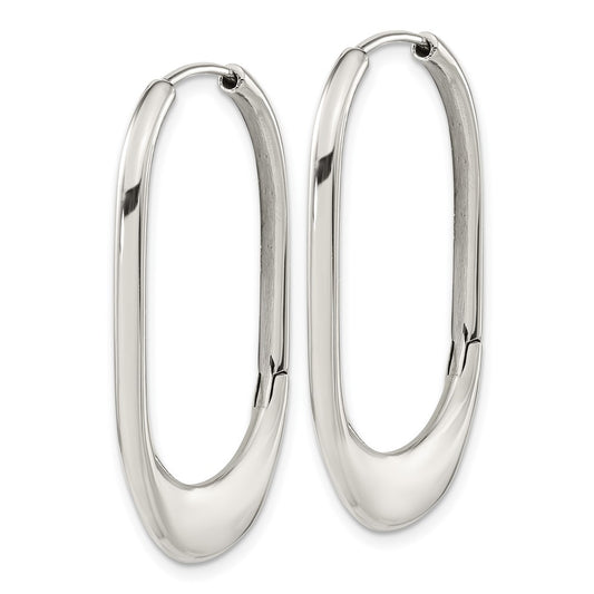 SRE1577 Chisel Stainless Steel Polished Hinged Hoop Earrings