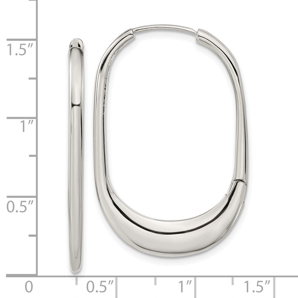 SRE1577 Chisel Stainless Steel Polished Hinged Hoop Earrings