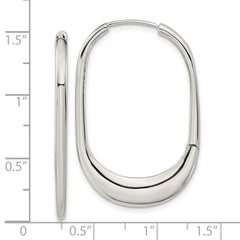 SRE1577 Chisel Stainless Steel Polished Hinged Hoop Earrings