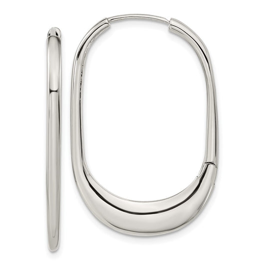 SRE1577 Chisel Stainless Steel Polished Hinged Hoop Earrings