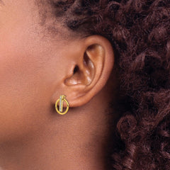 SRE1593 Chisel Stainless Steel Polished Yellow IP-plated Preciosa Crystal Post Dangle Earrings