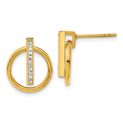 SRE1593 Chisel Stainless Steel Polished Yellow IP-plated Preciosa Crystal Post Dangle Earrings