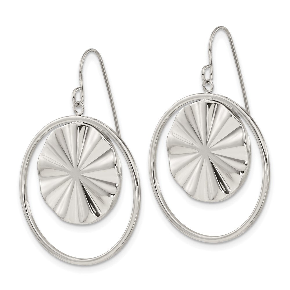 SRE1595 Chisel Stainless Steel Polished Dangle Shepherd Hook Earrings