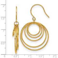 SRE1596 Chisel Stainless Steel Polished Yellow IP-plated Multi-Circle Dangle Shepherd Hook Earrings