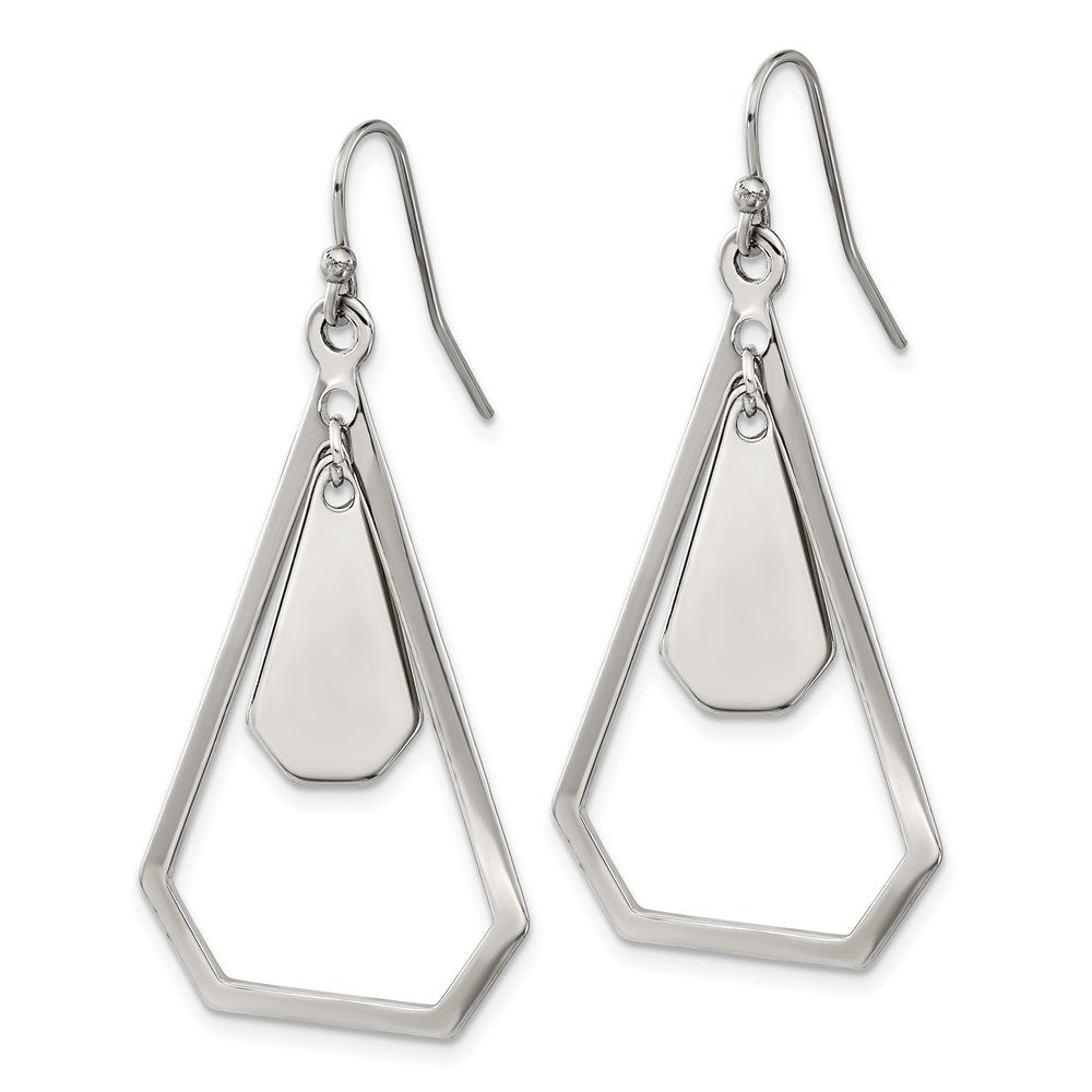 SRE1615 Chisel Stainless Steel Polished Dangle Shepherd Hook Earrings