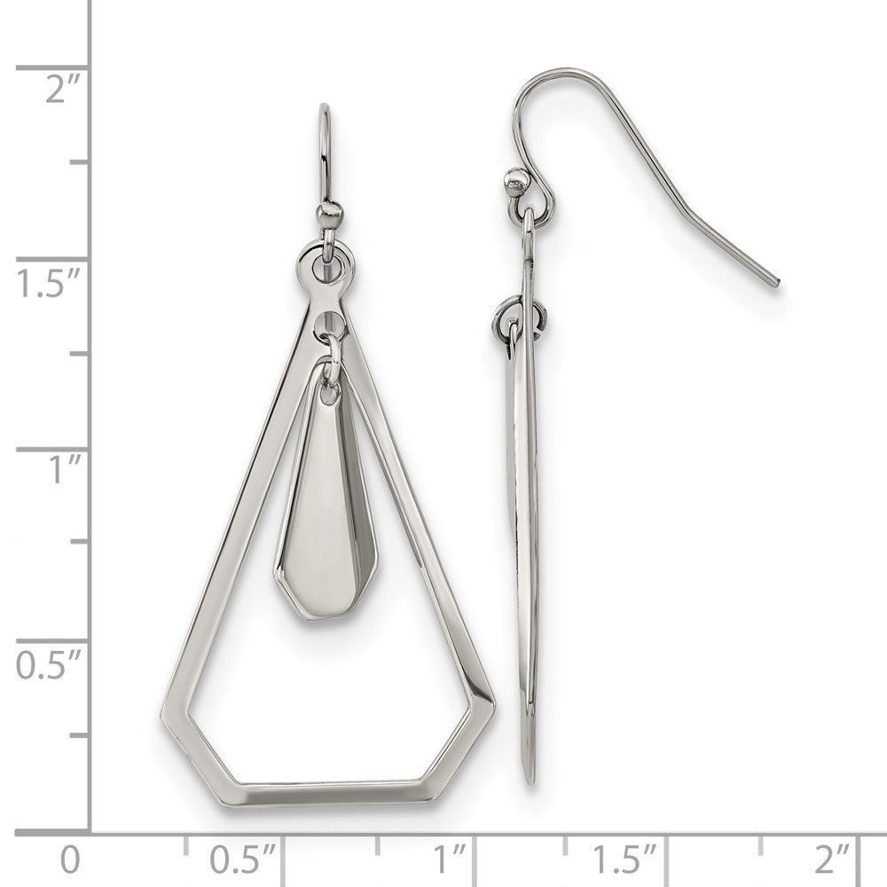 SRE1615 Chisel Stainless Steel Polished Dangle Shepherd Hook Earrings