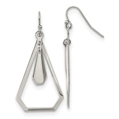 SRE1615 Chisel Stainless Steel Polished Dangle Shepherd Hook Earrings