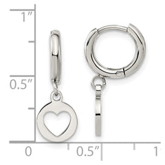 SRE1616 Chisel Stainless Steel Polished Cut Out Heart Dangle Hoop Earrings