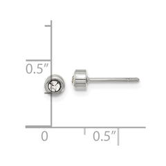 SRE1630 Chisel Stainless Steel Polished Crystal Earrings