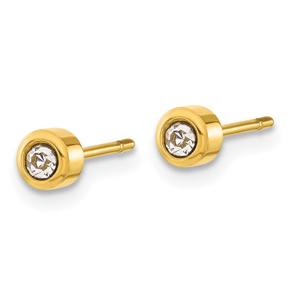 SRE1630Y Chisel Stainless Steel Polished Yellow IP-plated Crystal Earrings