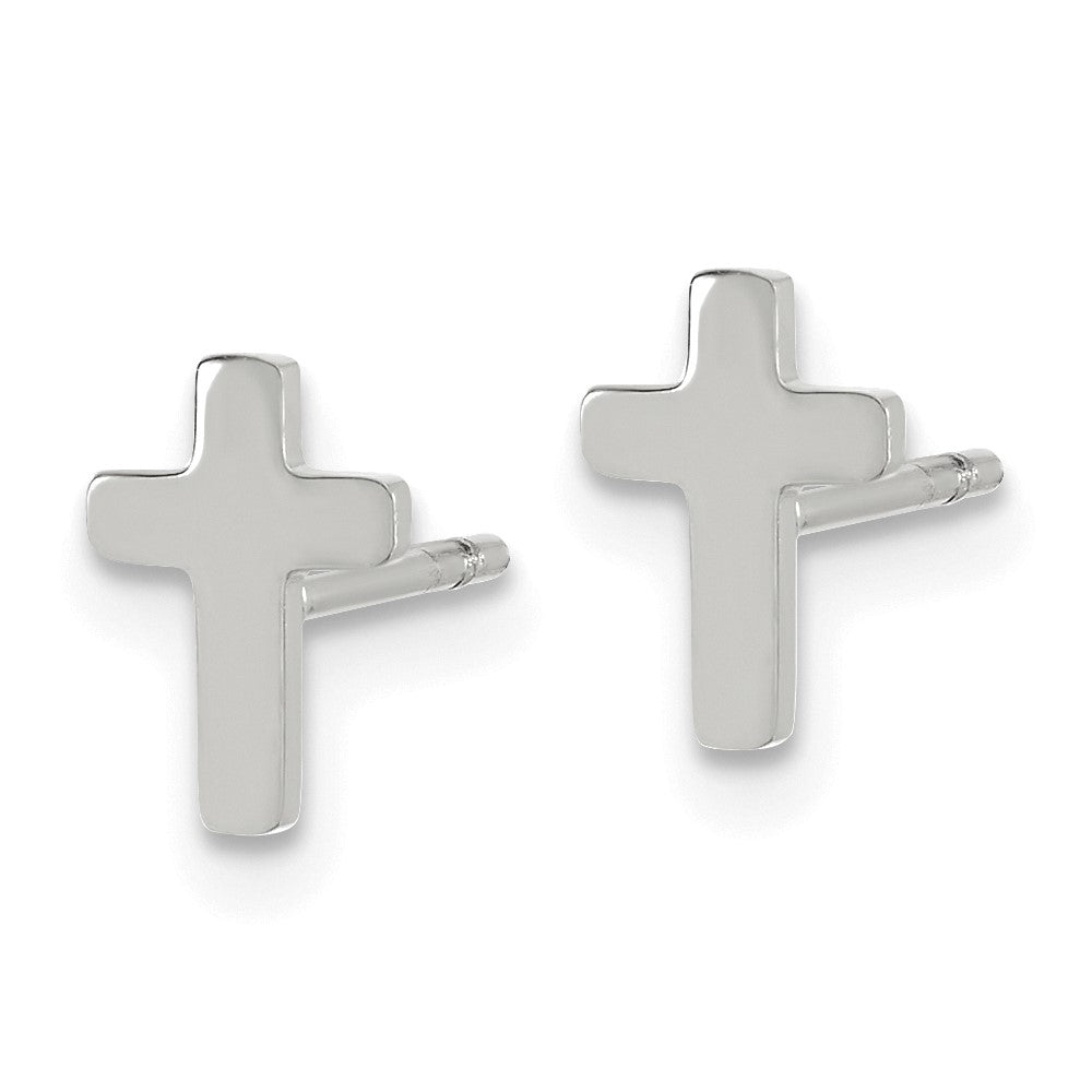 SRE1631 Chisel Stainless Steel Polished Cross Earrings
