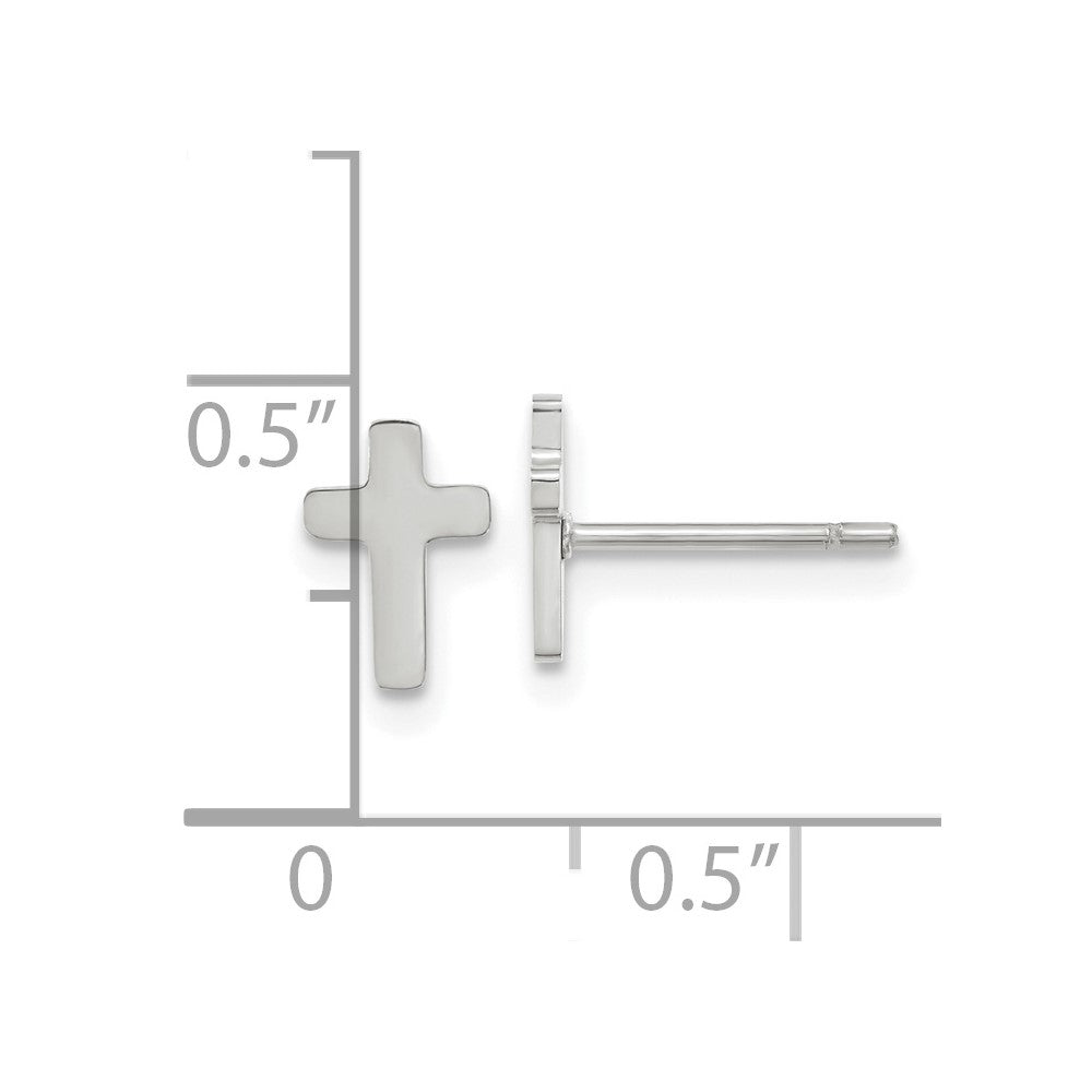 SRE1631 Chisel Stainless Steel Polished Cross Earrings