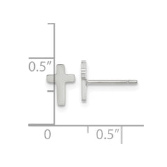 SRE1631 Chisel Stainless Steel Polished Cross Earrings