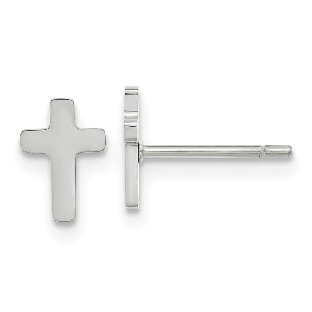 SRE1631 Chisel Stainless Steel Polished Cross Earrings