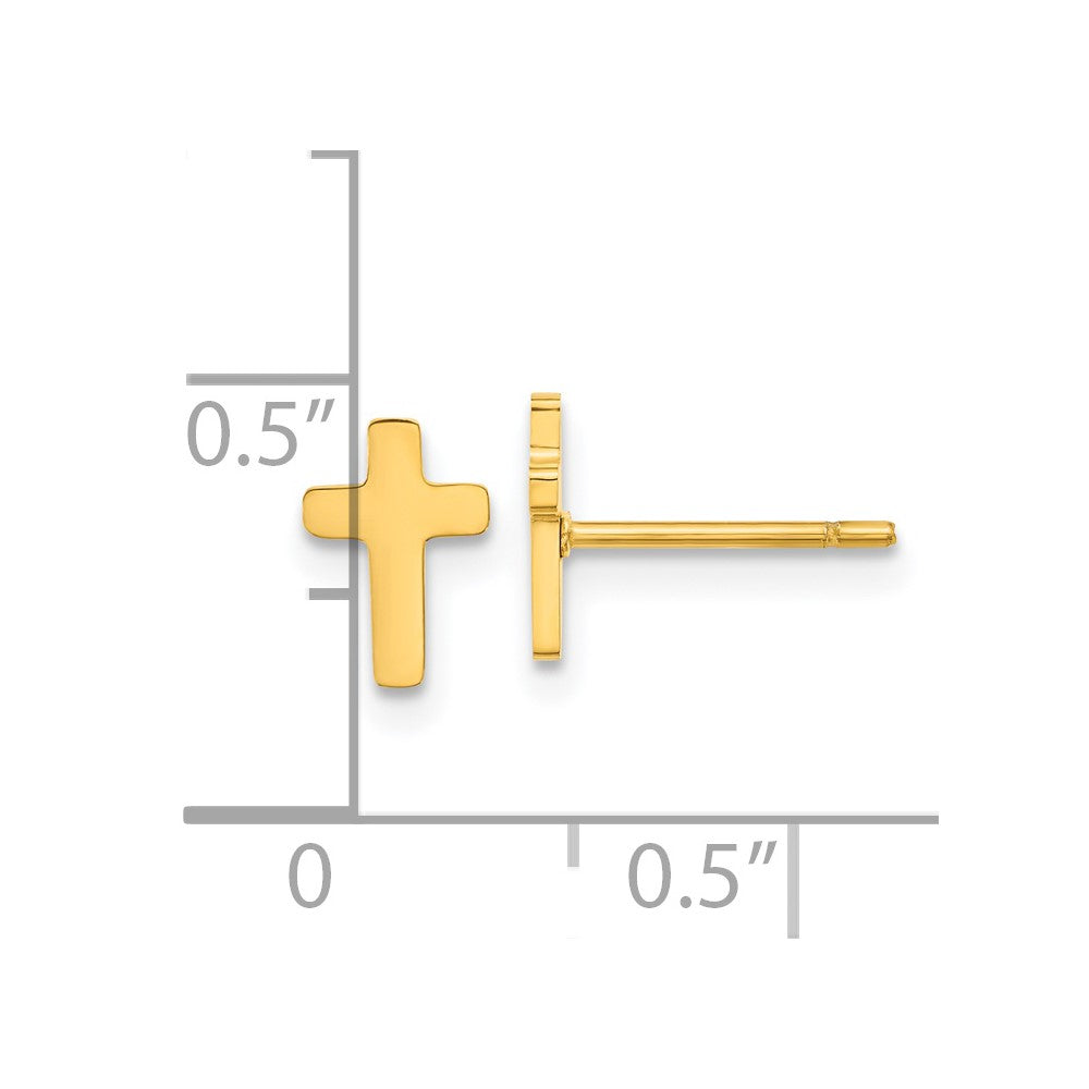 SRE1631Y Chisel Stainless Steel Polished Yellow IP-plated Cross Earrings
