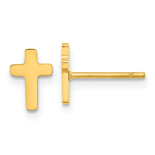 SRE1631Y Chisel Stainless Steel Polished Yellow IP-plated Cross Earrings