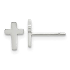 SRE1631 Chisel Stainless Steel Polished Cross Earrings