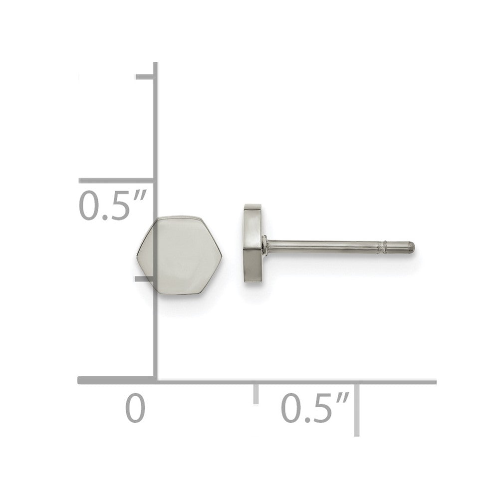 SRE1632 Chisel Stainless Steel Polished Hexagon Post Earrings