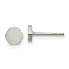 SRE1632 Chisel Stainless Steel Polished Hexagon Post Earrings