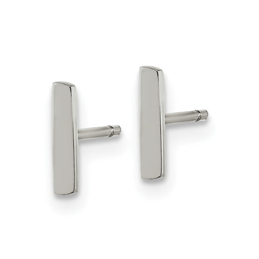 SRE1633 Chisel Stainless Steel Polished Vertical Bar Earrings