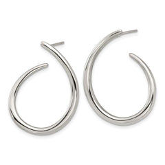 SRE1641 Chisel Stainless Steel Polished Curled Post Hoop Earrings