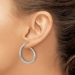 SRE1641 Chisel Stainless Steel Polished Curled Post Hoop Earrings