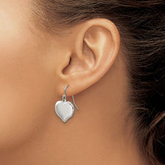 SRE1642 Chisel Stainless Steel Polished Heart Dangle Shepherd Hook Earrings