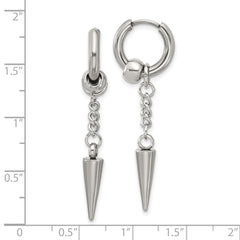 SRE1644 Chisel Stainless Steel Polished Spike Dangle Hinged Hoop Earrings