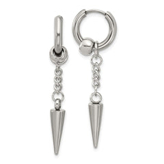 SRE1644 Chisel Stainless Steel Polished Spike Dangle Hinged Hoop Earrings