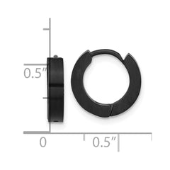SRE1645 Chisel Stainless Steel Brushed and Polished Gun Metal IP-plated Hinged Hoop Earrings