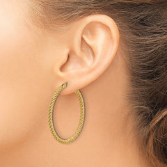 SRE1678 Chisel Stainless Steel Polished Yellow IP-plated Diamond Cut Hoop Earrings