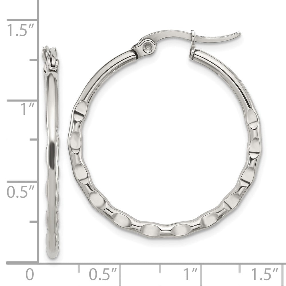 SRE1681 Chisel Stainless Steel Polished Wavy Hoop Earrings