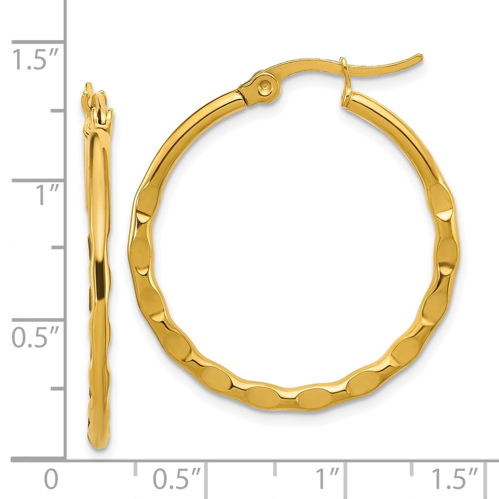 SRE1682 Chisel Stainless Steel Polished Yellow IP-plated Wavy Hoop Earrings