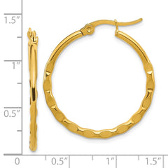 SRE1682 Chisel Stainless Steel Polished Yellow IP-plated Wavy Hoop Earrings