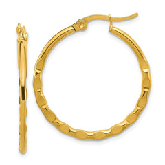 SRE1682 Chisel Stainless Steel Polished Yellow IP-plated Wavy Hoop Earrings