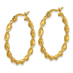 SRE1686 Chisel Stainless Steel Polished Yellow IP-plated Twisted Hoop Earrings