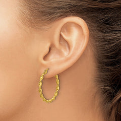 SRE1686 Chisel Stainless Steel Polished Yellow IP-plated Twisted Hoop Earrings