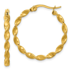 SRE1686 Chisel Stainless Steel Polished Yellow IP-plated Twisted Hoop Earrings